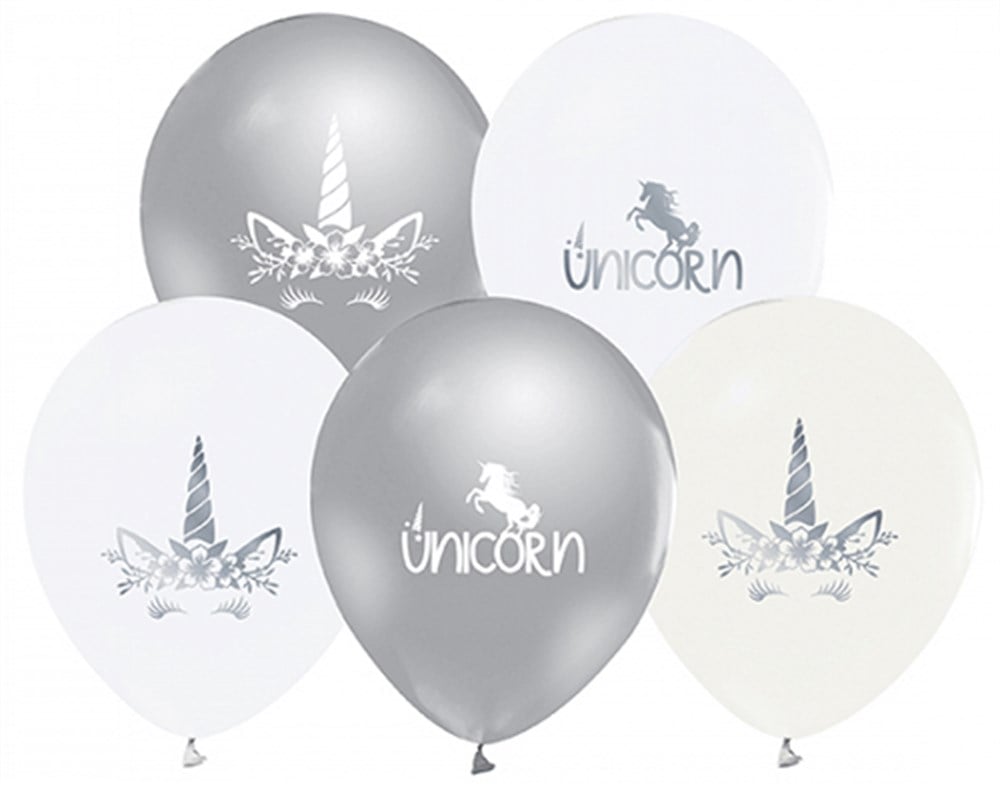 Lisanslı Baskılı Latex BalonlarUnicorn Temalı Gümüş Balon 100 'lü PaketBALONEVİ