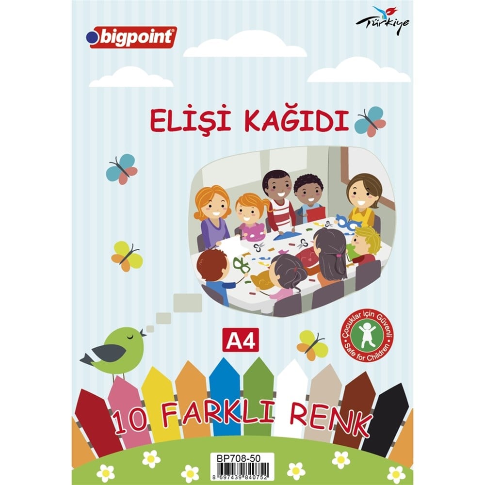 Bigpoint Elişi Kağıdı A4 Karışık 10 Renk - 80 Gram