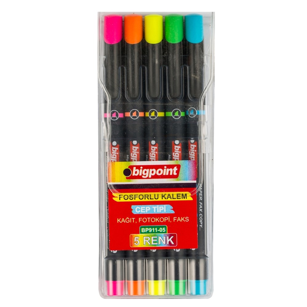 Bigpoint Fosforlu Kalem Cep Tipi 5'li Set