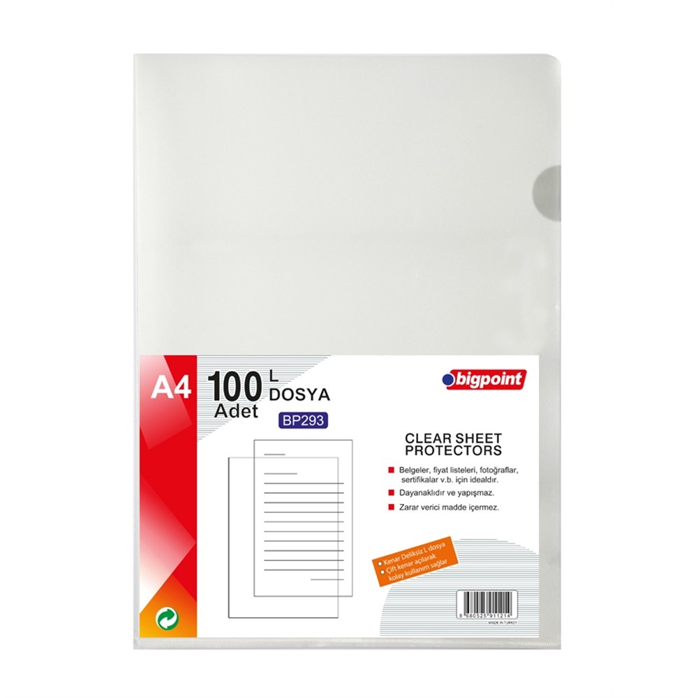 Bigpoint Poşet Dosya Kristal 60 Mikron 100'lü Paket