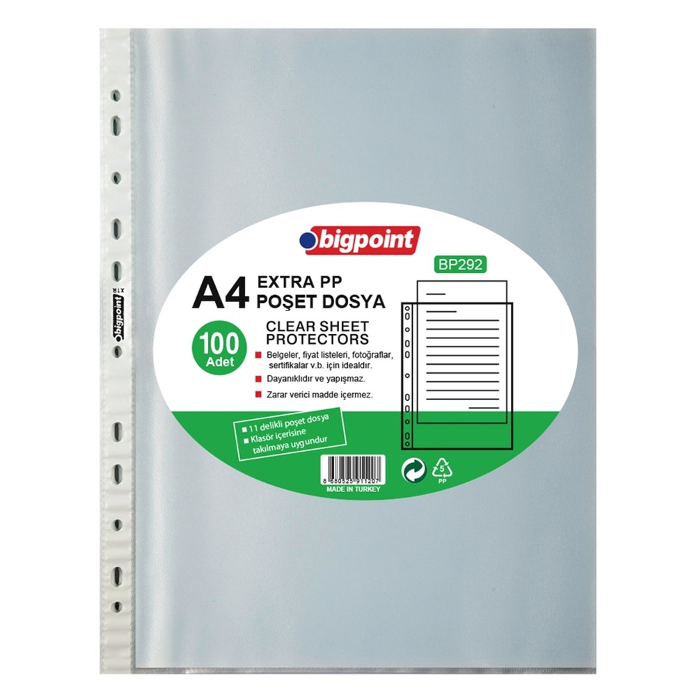 Bigpoint Poşet Dosya Extra 50 Mikron 100'lü Paket