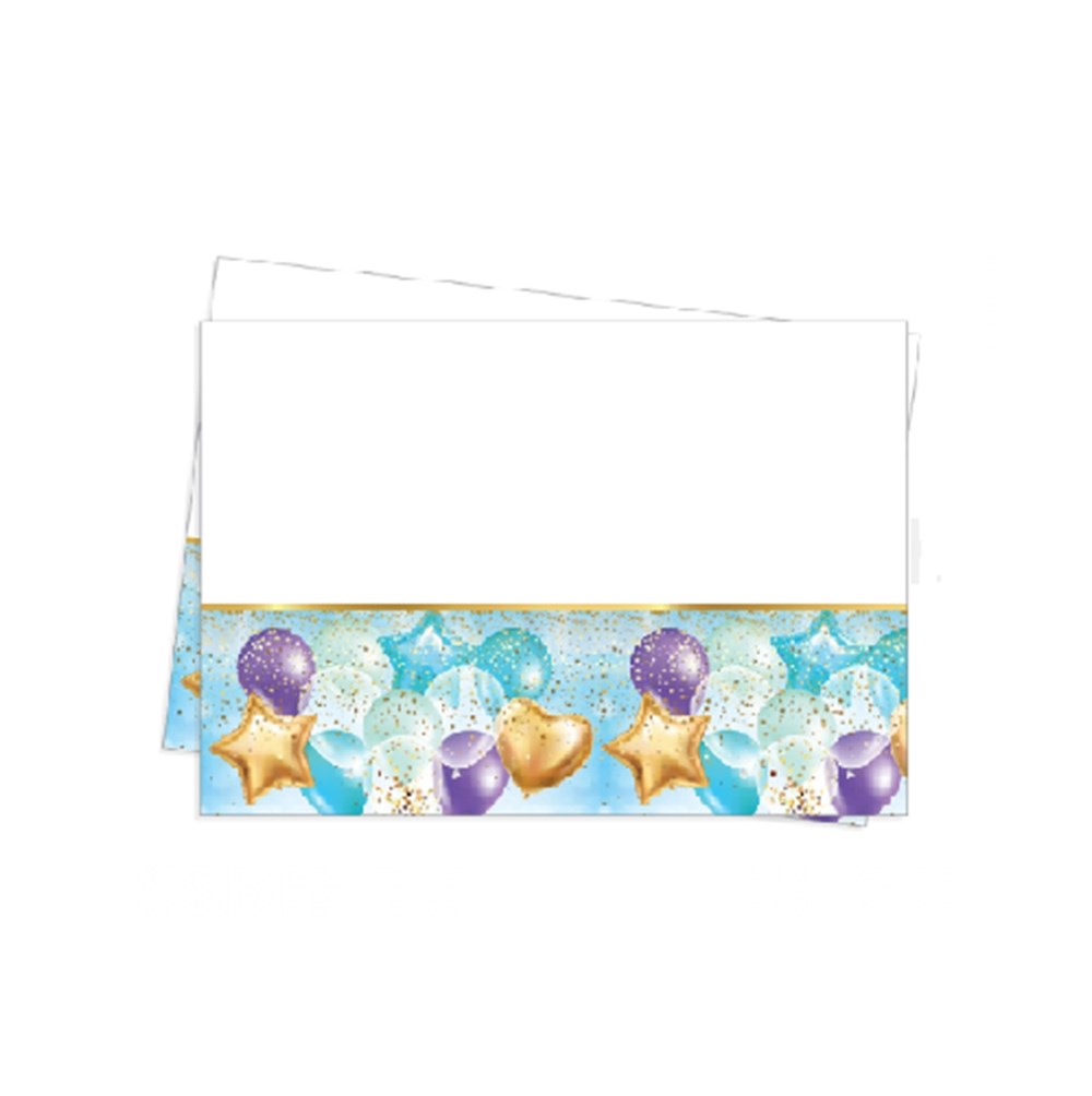 Roll-Up Masa Örtüsü Plastik Uçan Balonlar Mavi 120x180cmDesenli Masa Örtüleri