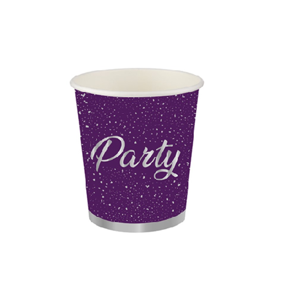 Roll-Up Karton Bardak Parti Zamanı MorDüz Renk Karton Bardaklar