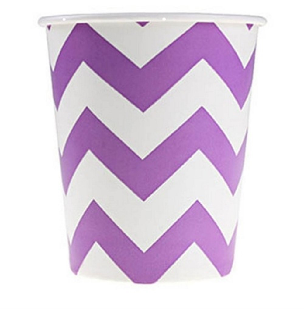 Roll-Up Karton Bardak Mor ZigzagDüz Renk Karton Bardaklar