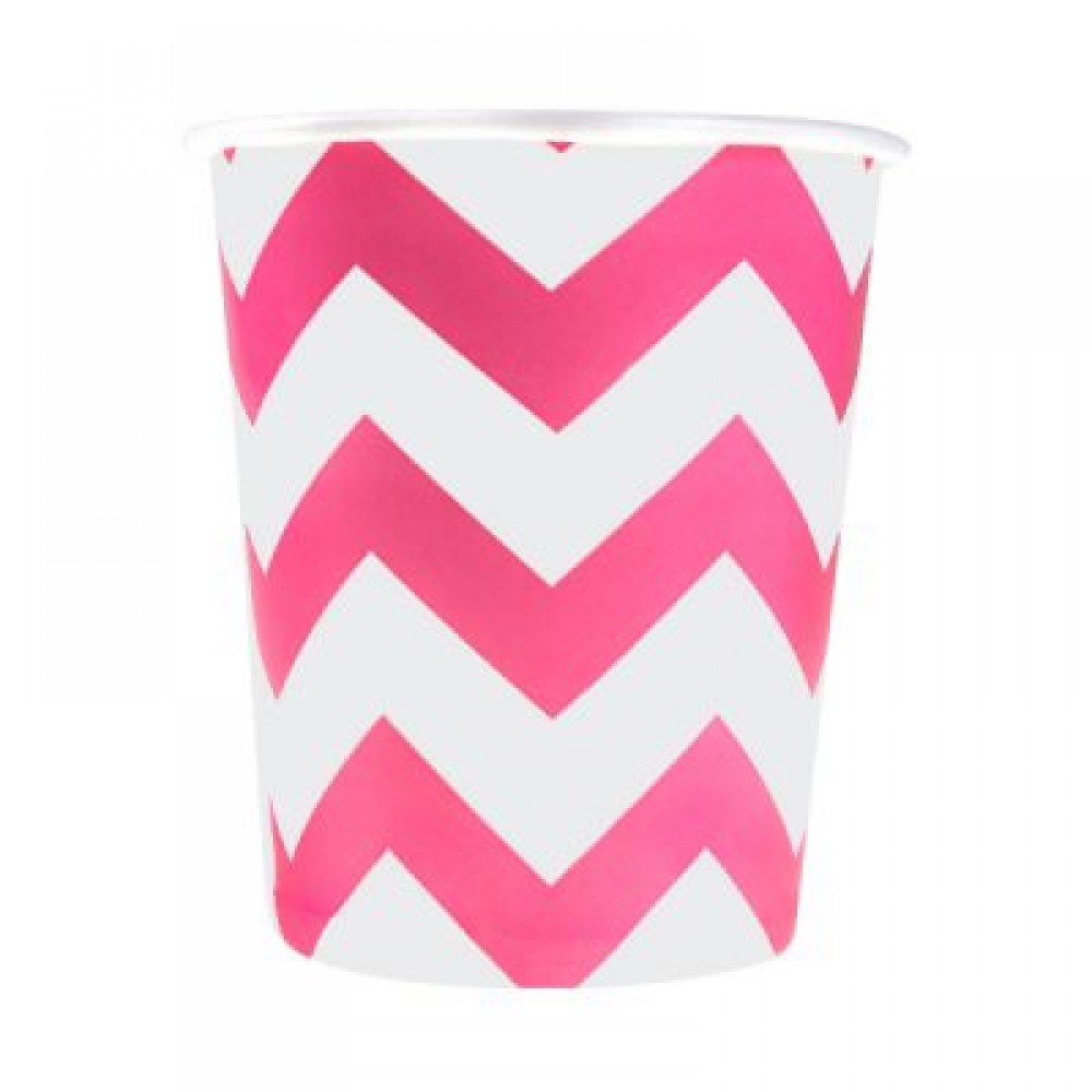 Roll-Up Karton Bardak Şeker Pembe ZigzagDüz Renk Karton Bardaklar