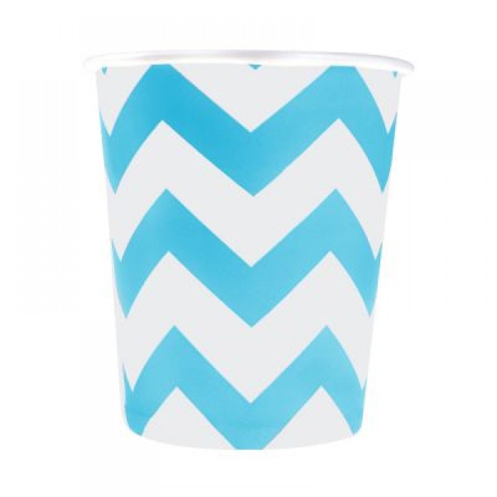 Roll-Up Karton Bardak Mavi ZigzagDüz Renk Karton Bardaklar