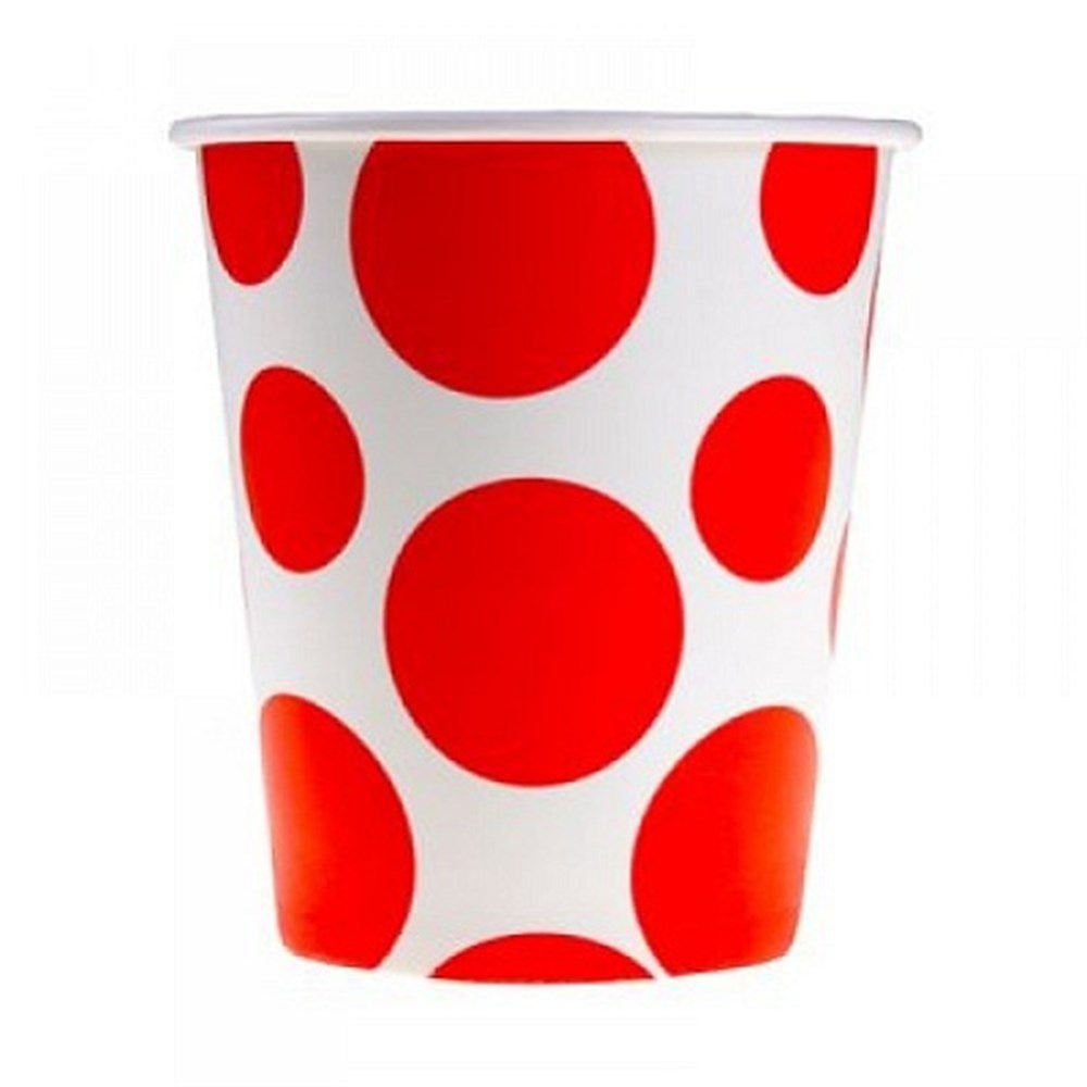Roll-Up Karton Bardak Kırmızı Karışık PuantiyeliDüz Renk Karton Bardaklar