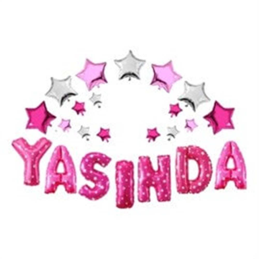 Yaşında Yıldızlı Balon Set Pembe 40 cmFolyo Balon Setler