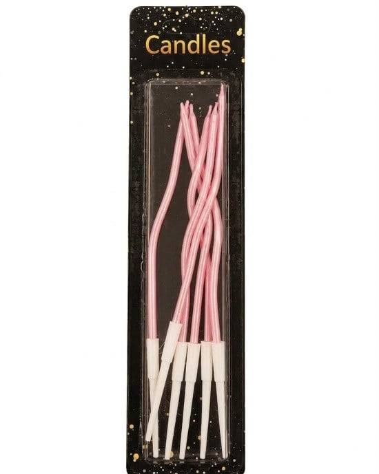 Dekoratif ve Pasta MumlarıBurgulu Pasta Mumu 15cm PembeİTHAL