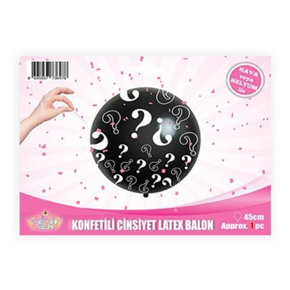 Diğer Lateks BalonlarCinsiyet Belirleme Balonu Pembe Konfetili 45cmİTHAL