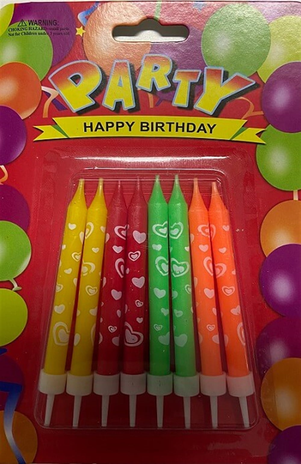 Diğer MumlarKalp Baskılı Pasta Mumu 8cm Rengarenk 8'liİTHAL