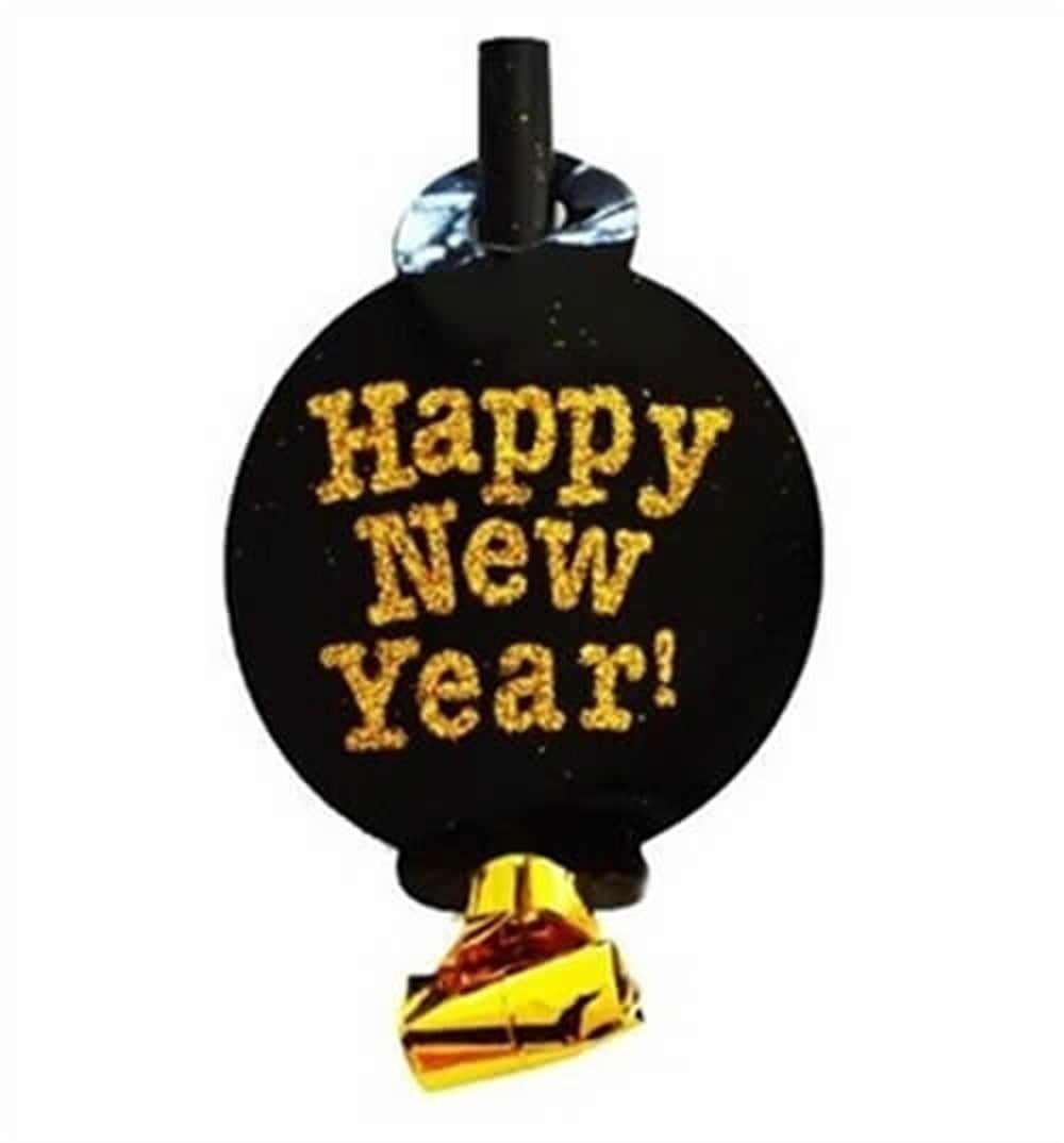 Aksesuarlar ve HediyeliklerKaynana Dili Parti Düdüğü Kağıt Simli Gold Happy New Year 6'lıİTHAL