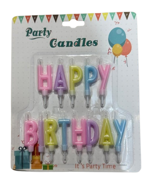 Dekoratif ve Pasta MumlarıPasta Mumu Happy Bırthday Yazılı RenkliİTHAL