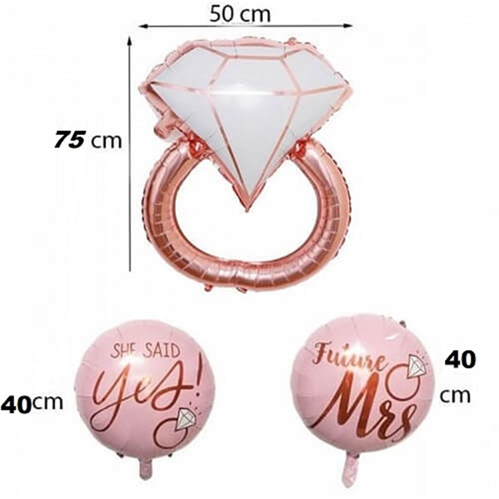Folyo Balon SetlerTektaş Yüzük Folyo Balon 3'lü Set Rose Gold (Bronz) 40cm - 75cmİTHAL
