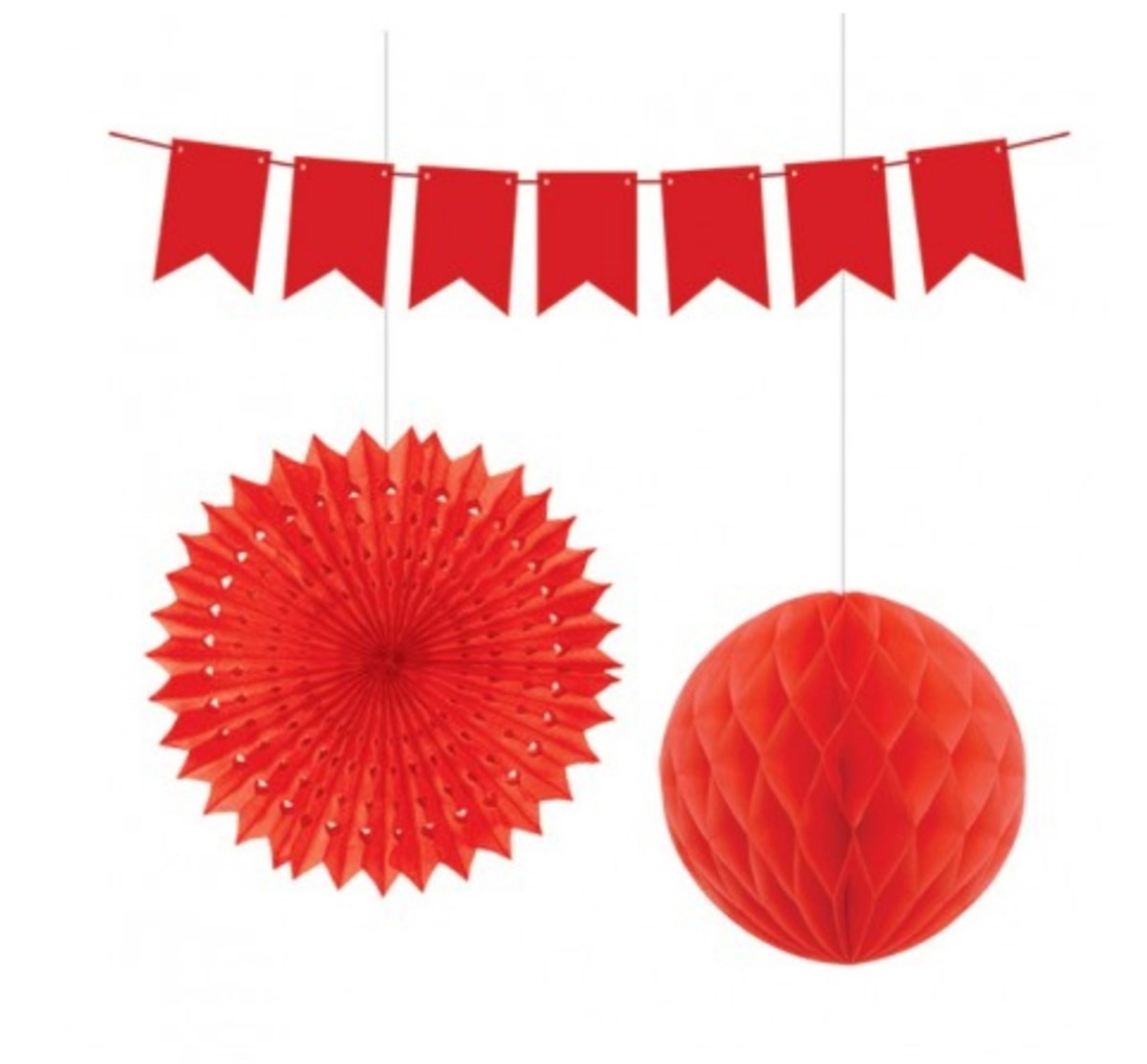 Kağıt Set Süs Kırmızı Üçlü
