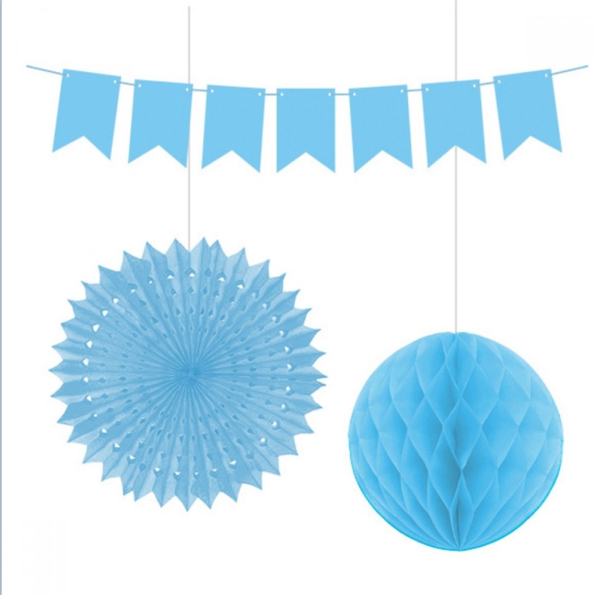 Kağıt Set Süs Mavi Üçlü