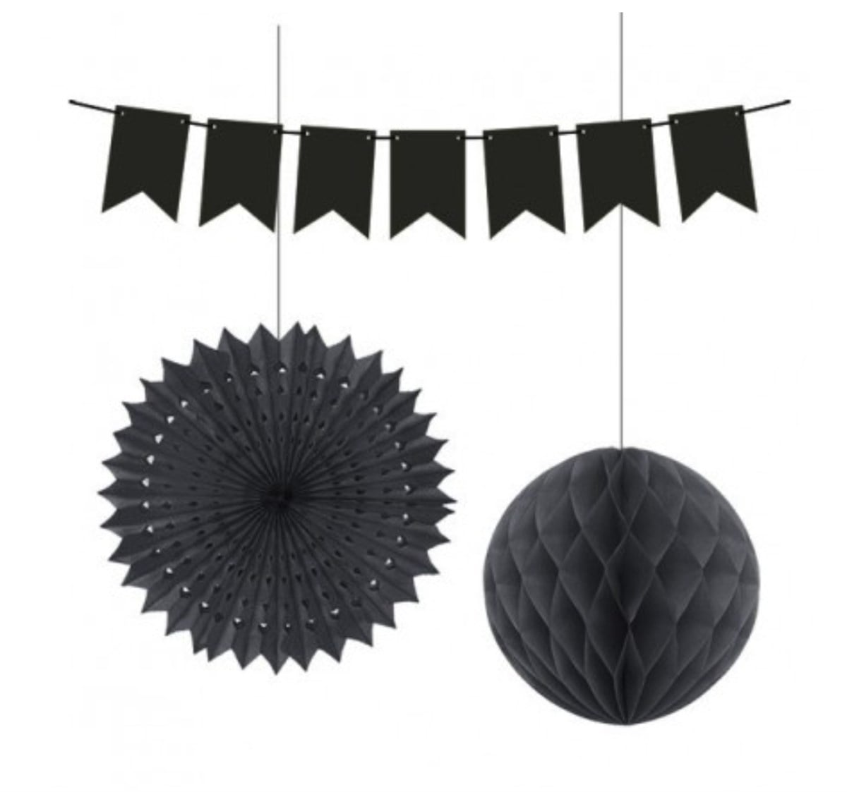 Kağıt Set Süs Siyah Üçlü