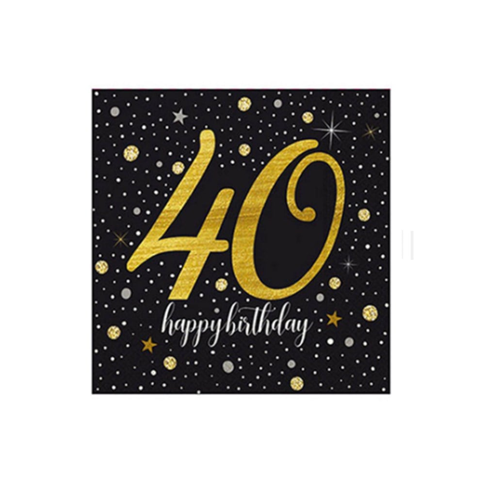 Roll-up Party Dreams Peçete 40 Yaş Işıltılı Doğum GünüPlastik Tabaklar