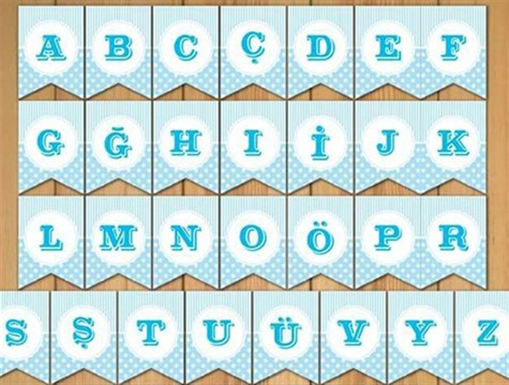 Kağıt Harf Flama Mavi ŞRenkli Harf Rakam Flama