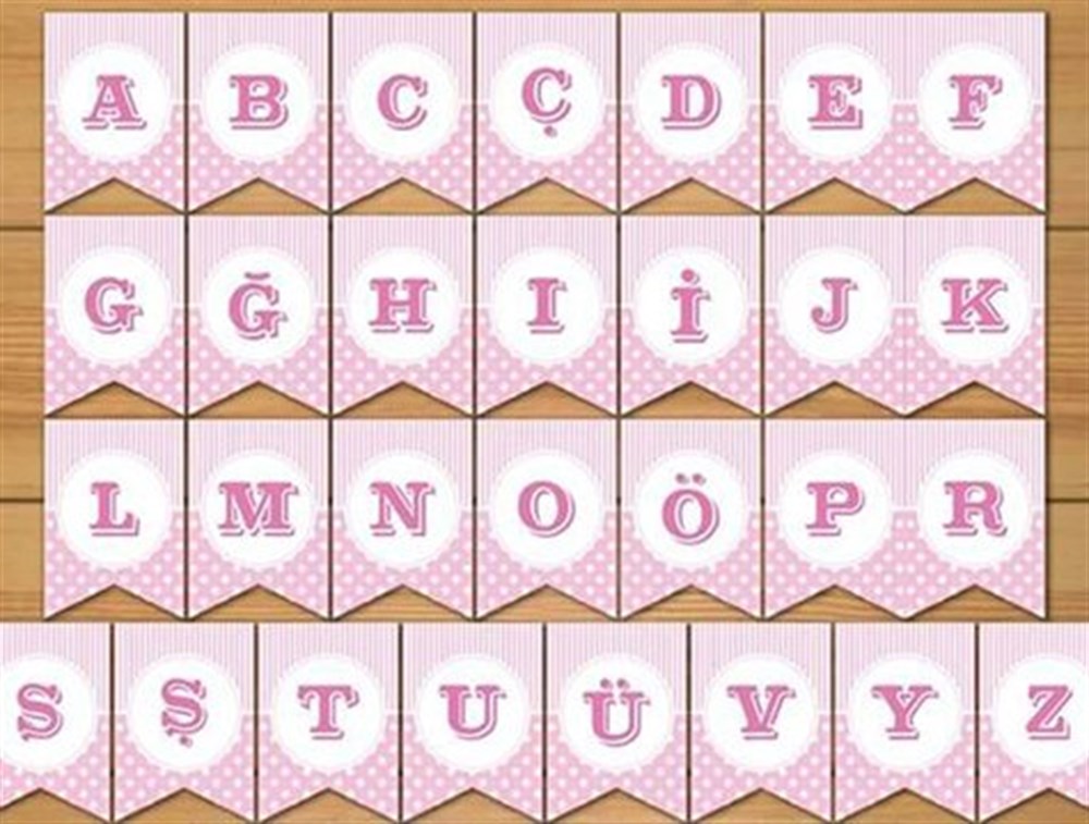Kağıt Harf Flama Pembe GRenkli Harf Rakam Flama