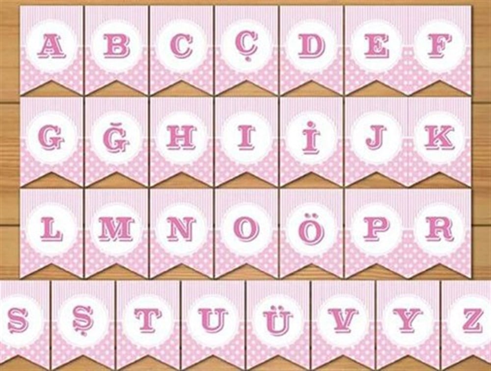 Kağıt Harf Flama Pembe ZRenkli Harf Rakam Flama