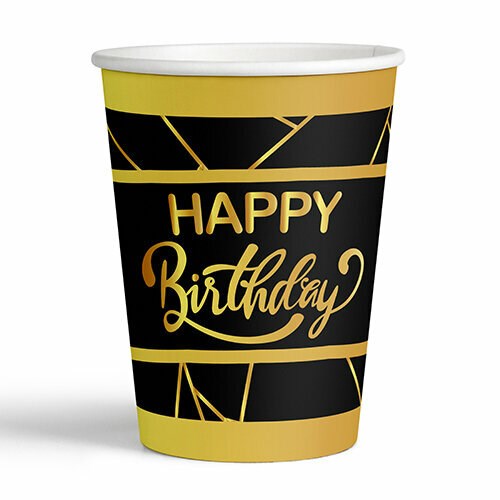 Renkli Karton BardaklarBardak Karton Happy Birthday Işıltılı YaldızlıRoll Up