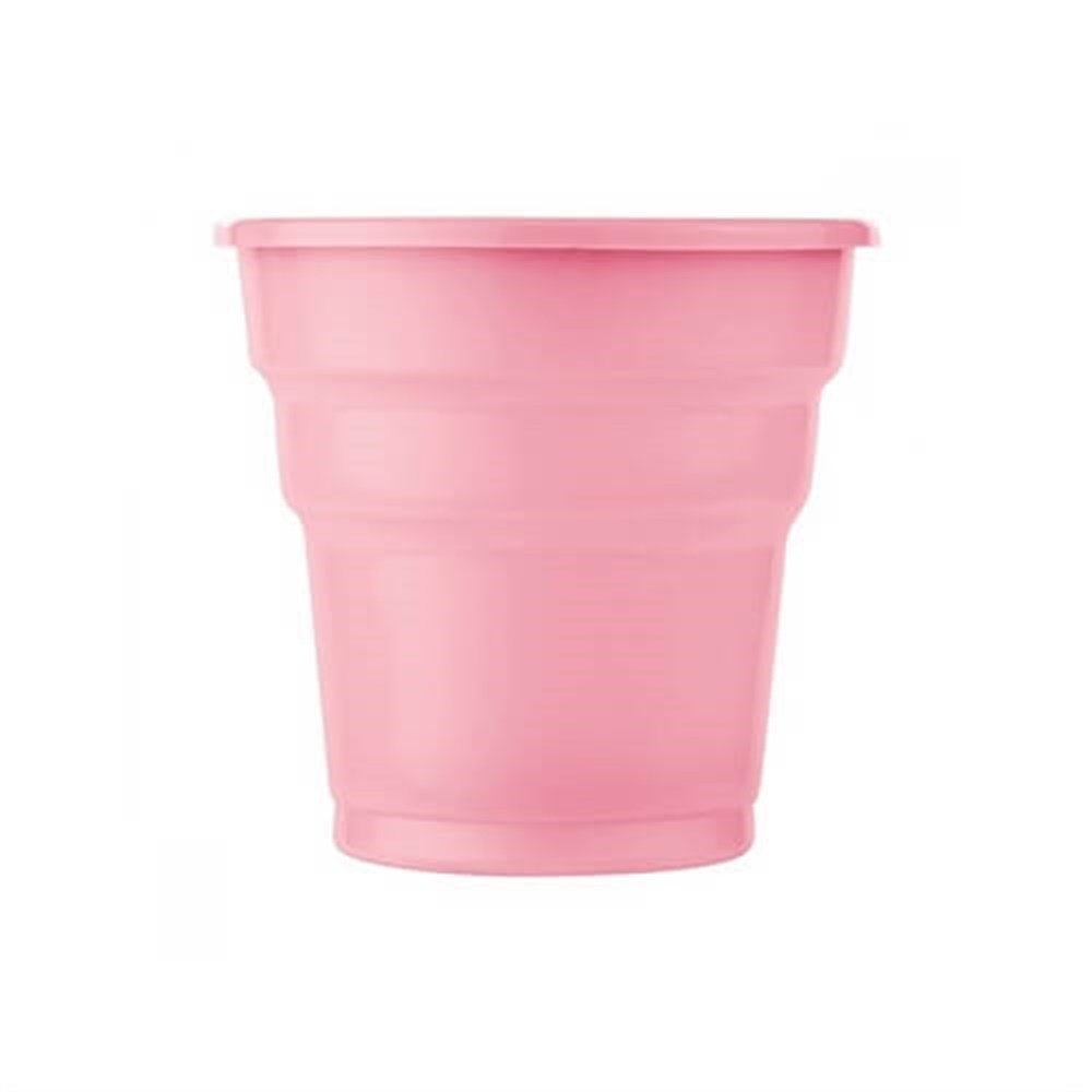 Düz Renk Plastik BardaklarPlastik Meşrubat Bardağı Pembe 25'liRoll Up