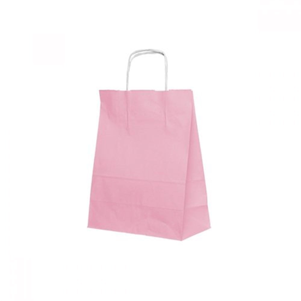 18x24 Karton ÇantalarRoll Up Büküm Saplı Çanta 18x24cm PembeRoll Up