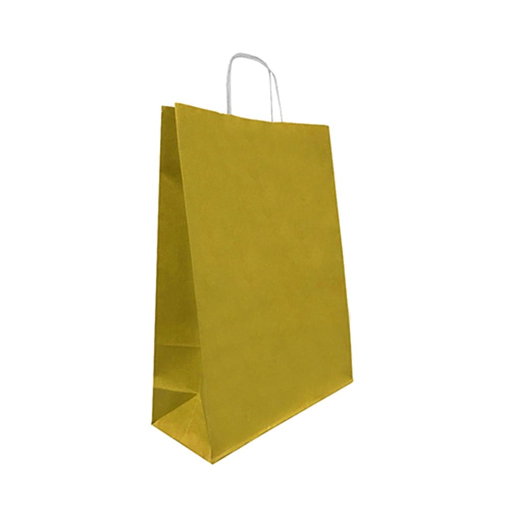 25x31 Karton ÇantalarRoll Up Büküm Saplı Çanta 25x31cm Gold 25 AdetRoll Up