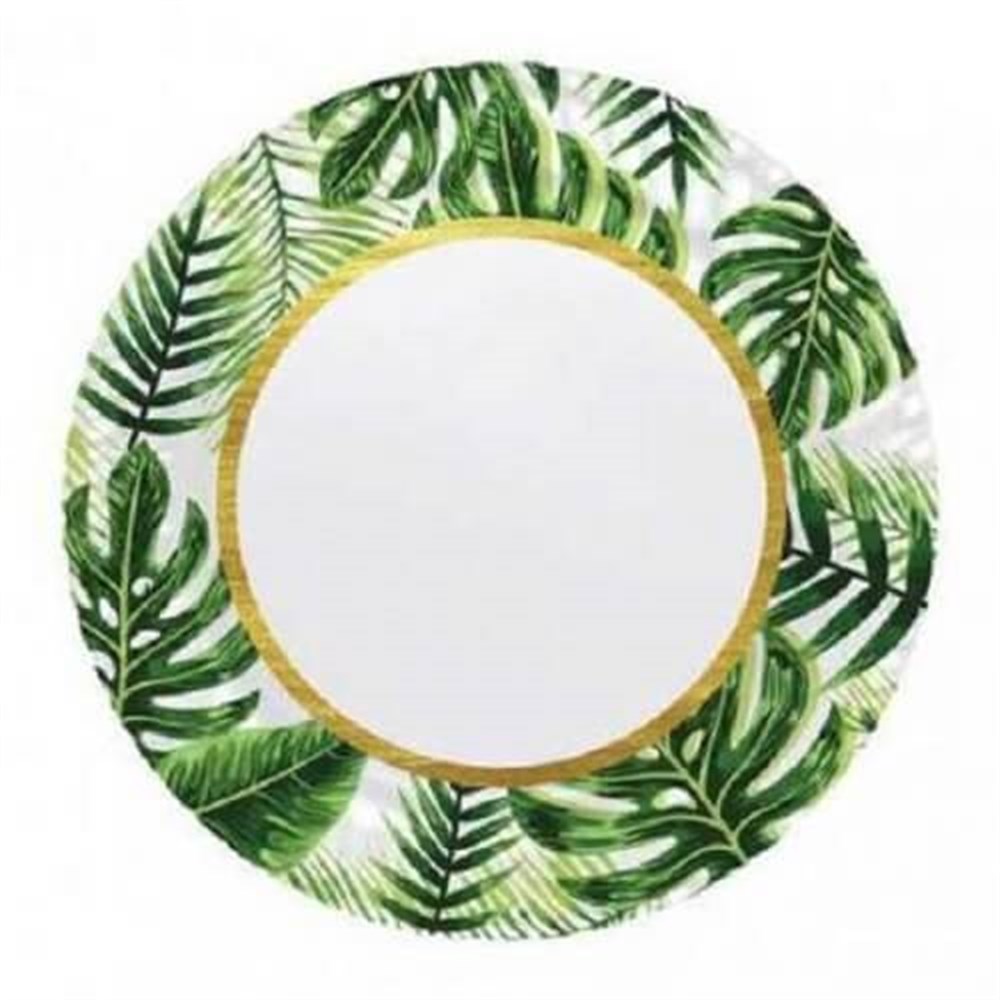 Desenli TabaklarTabak Karton Altın Simli Yapraklar Yeşil 23cmRoll Up