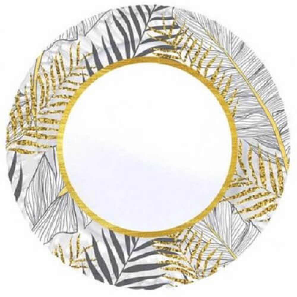 Desenli TabaklarTabak Karton Altın Simli Yapraklar Beyaz 23cmRoll Up