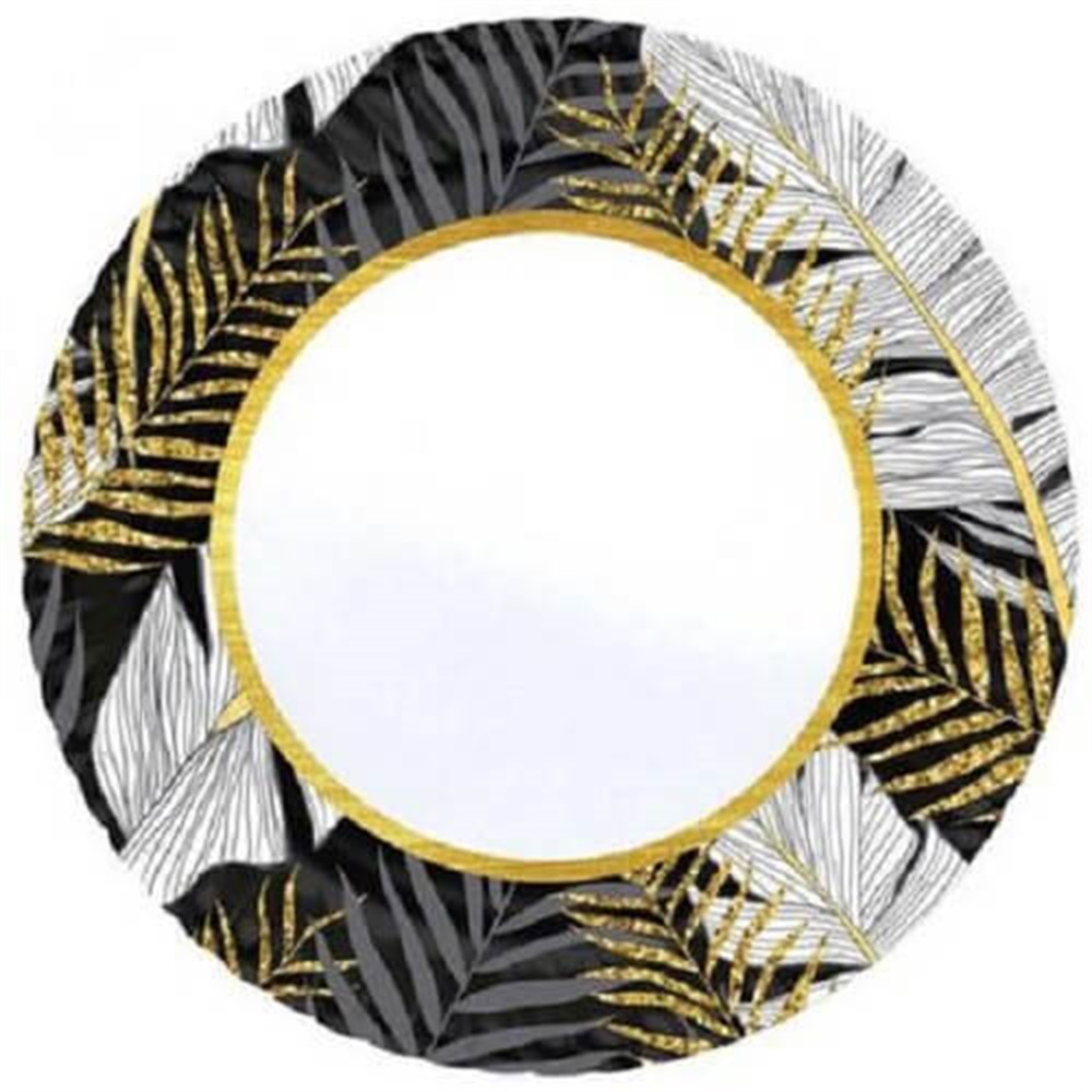 Desenli TabaklarTabak Karton Altın Simli Yapraklar Siyah 23cmRoll Up