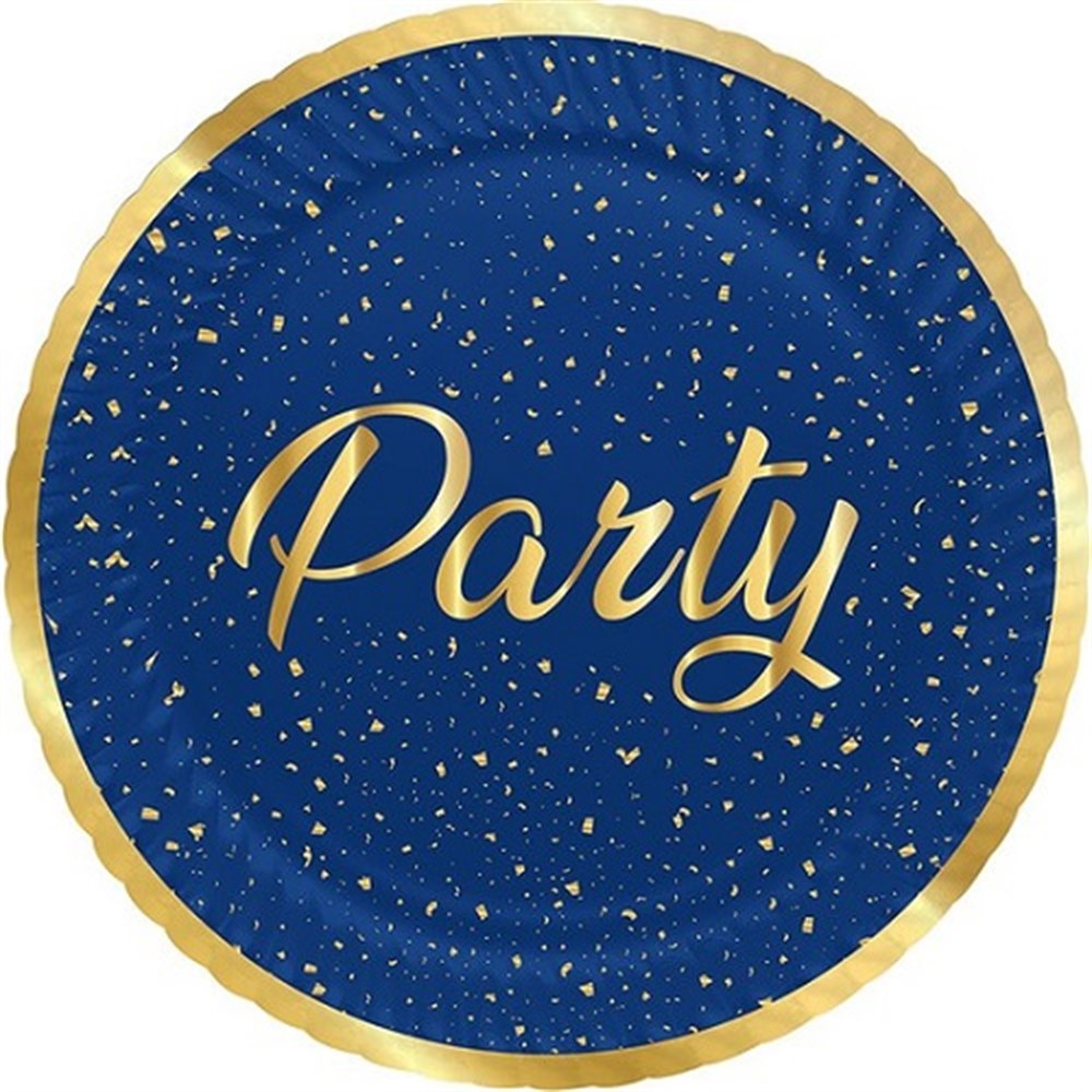 Desenli TabaklarTabak Karton Party Lacivert 23cmRoll Up