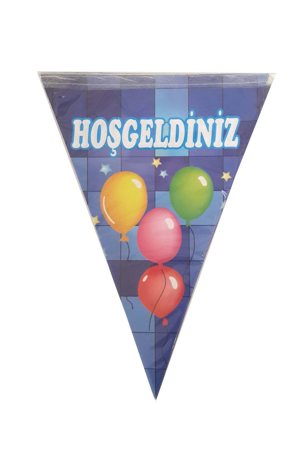 Hoşgeldiniz Mavi Renkli Balonlu Üçgen Flama 2 Mt.Üçgen Flama Kağıt Süsleri