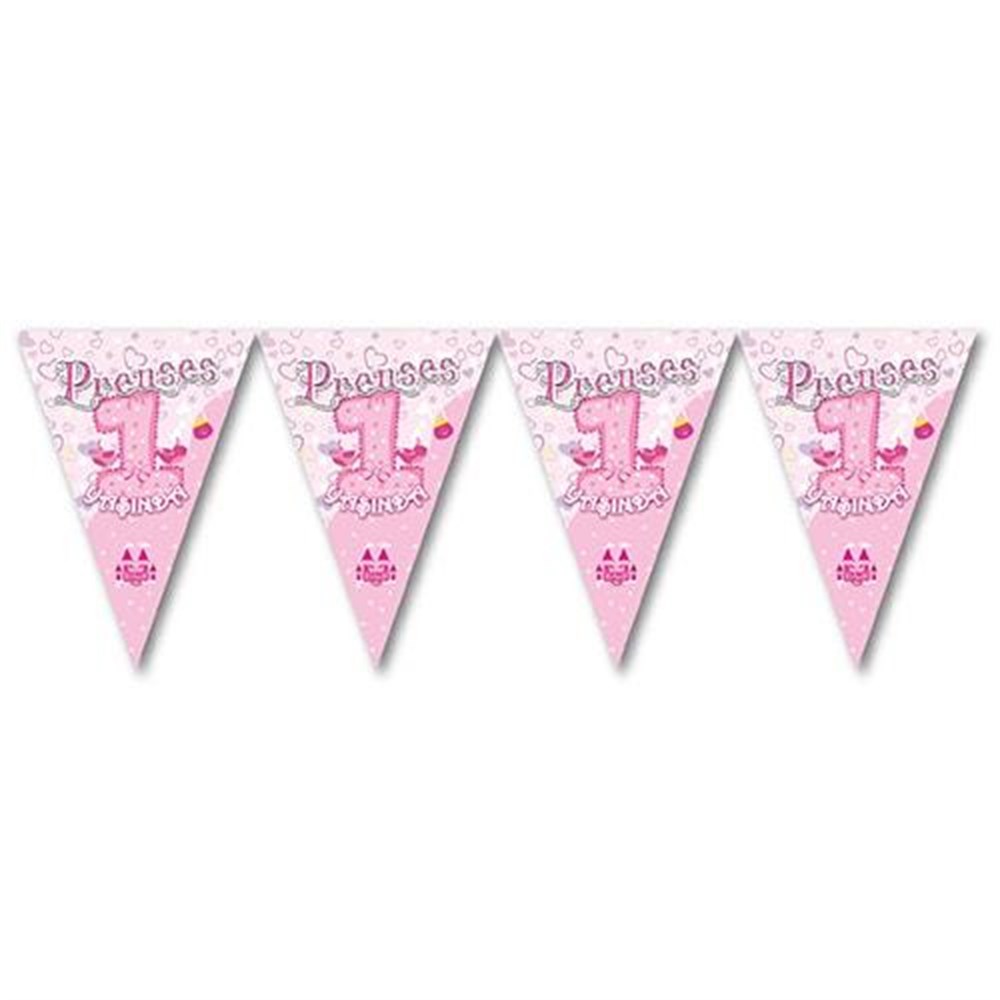 1 Yaş Prenses Pembe Üçgen Flama 2 Mt.Üçgen Flama
