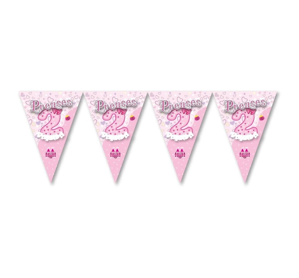 2 Yaş Prenses Pembe Üçgen Flama 2 Mt.Üçgen Flama