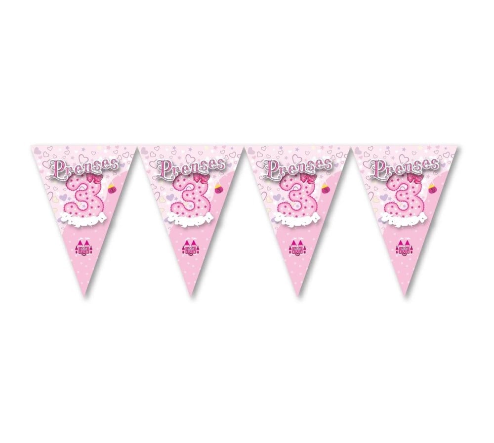 3 Yaş Prenses Pembe Üçgen Flama 2 Mt.Üçgen Flama