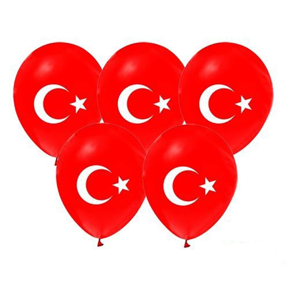 Baskılı Latex BalonlarAy Yıldız Baskılı Türk Bayraklı Lateks Balon Karışık 100 AdetYerli Üretim