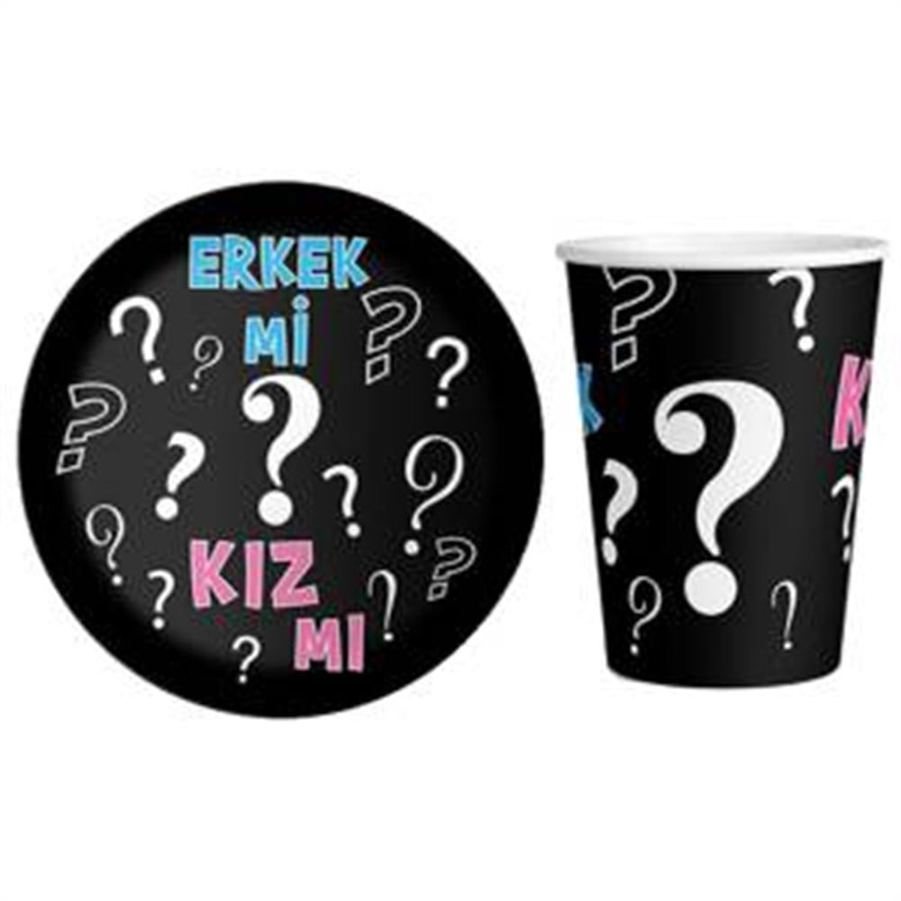 TabaklarCinsiyet Temalı Karton Tabak Bardak Set 8'liYerli Üretim