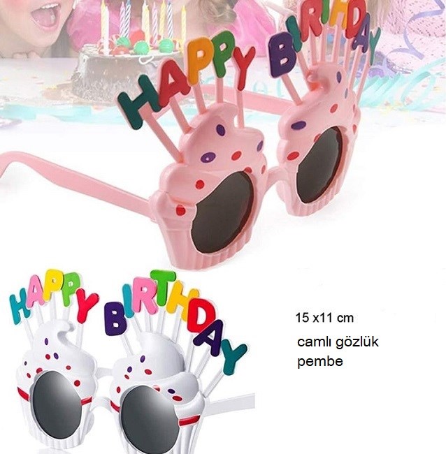 Parti AksesuarlarıHappy Birthday Cupcakes Gozluk PembeYerli Üretim