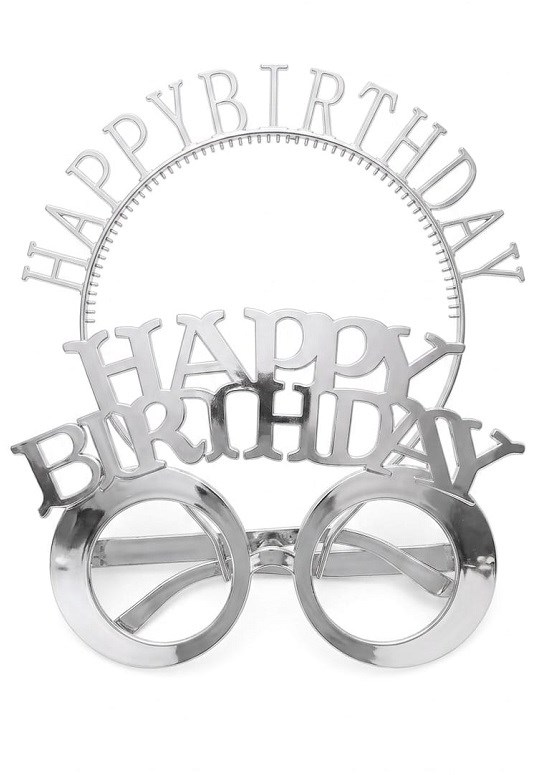 Parti AksesuarlarıHappy Birthday Gümüş Mika Taç - Gözlük SetYerli Üretim