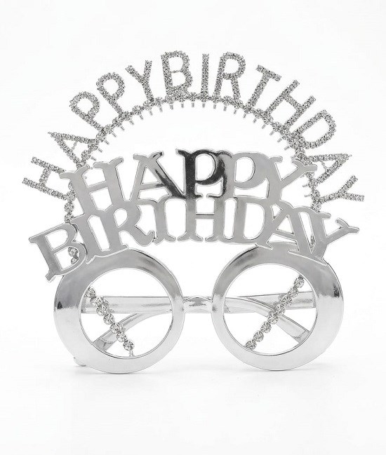 Parti AksesuarlarıHappy Birthday Gümüş Taşlı Mika Taç - Gözlük SetYerli Üretim