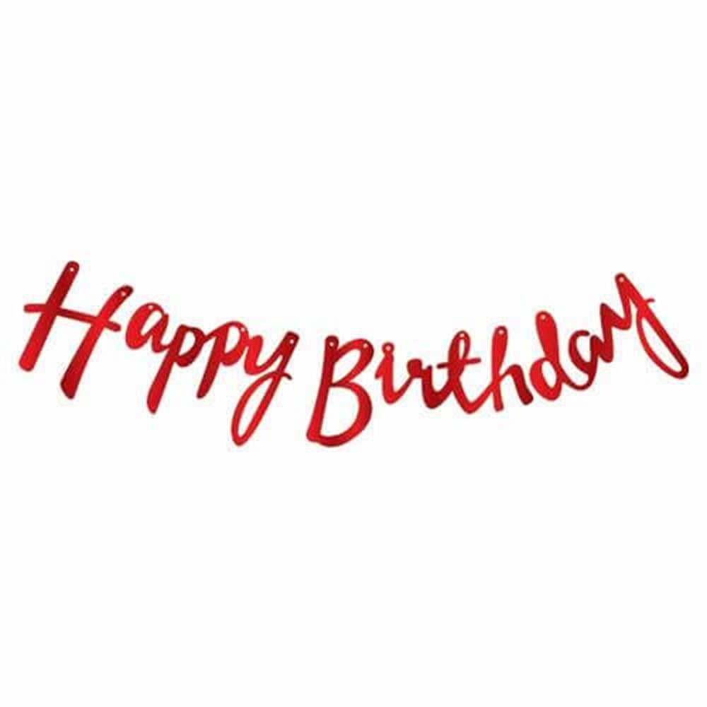 Banner SüslerHappy Birthday Kaligrafi Banner KırmızıYerli Üretim