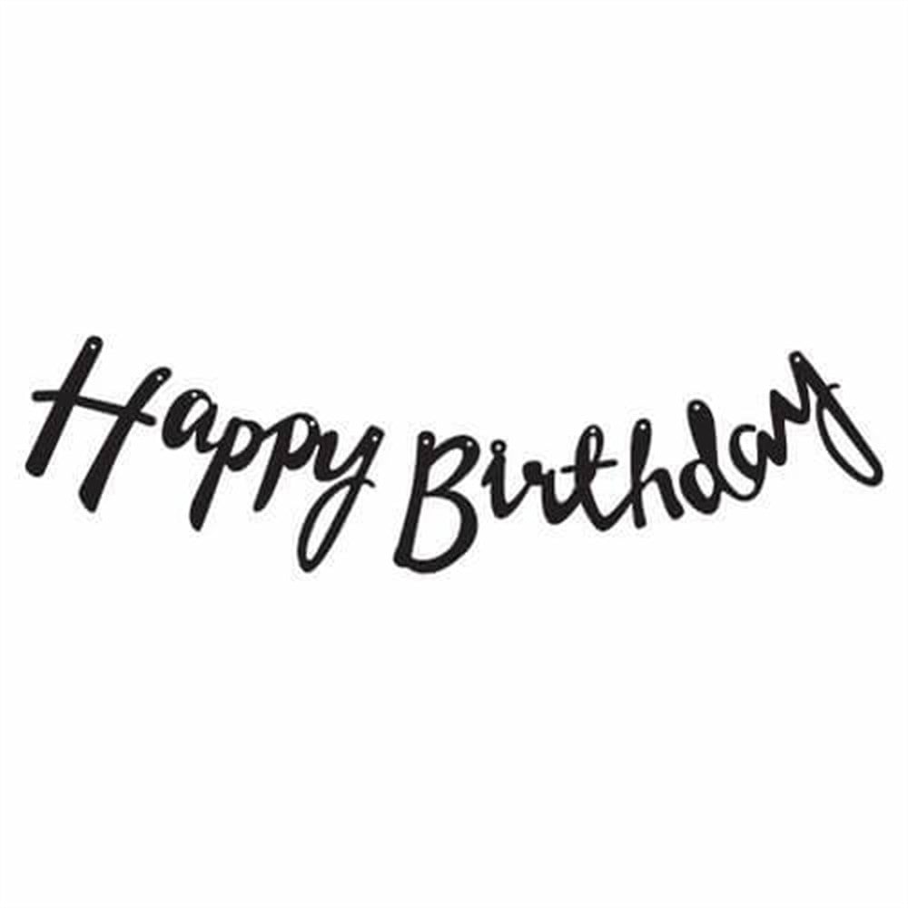 Banner SüslerHappy Birthday Kaligrafi Banner SiyahYerli Üretim