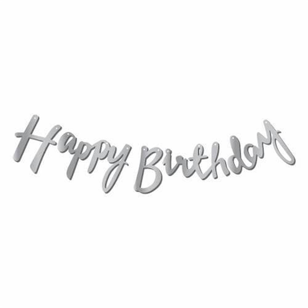 Banner SüslerHappy Birthday Kaligrafi Banner GümüşYerli Üretim