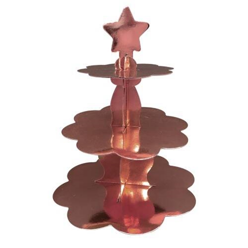 Kek StandlarıKek Standı Cupcake Karton 3 Katlı Rose GoldYerli Üretim