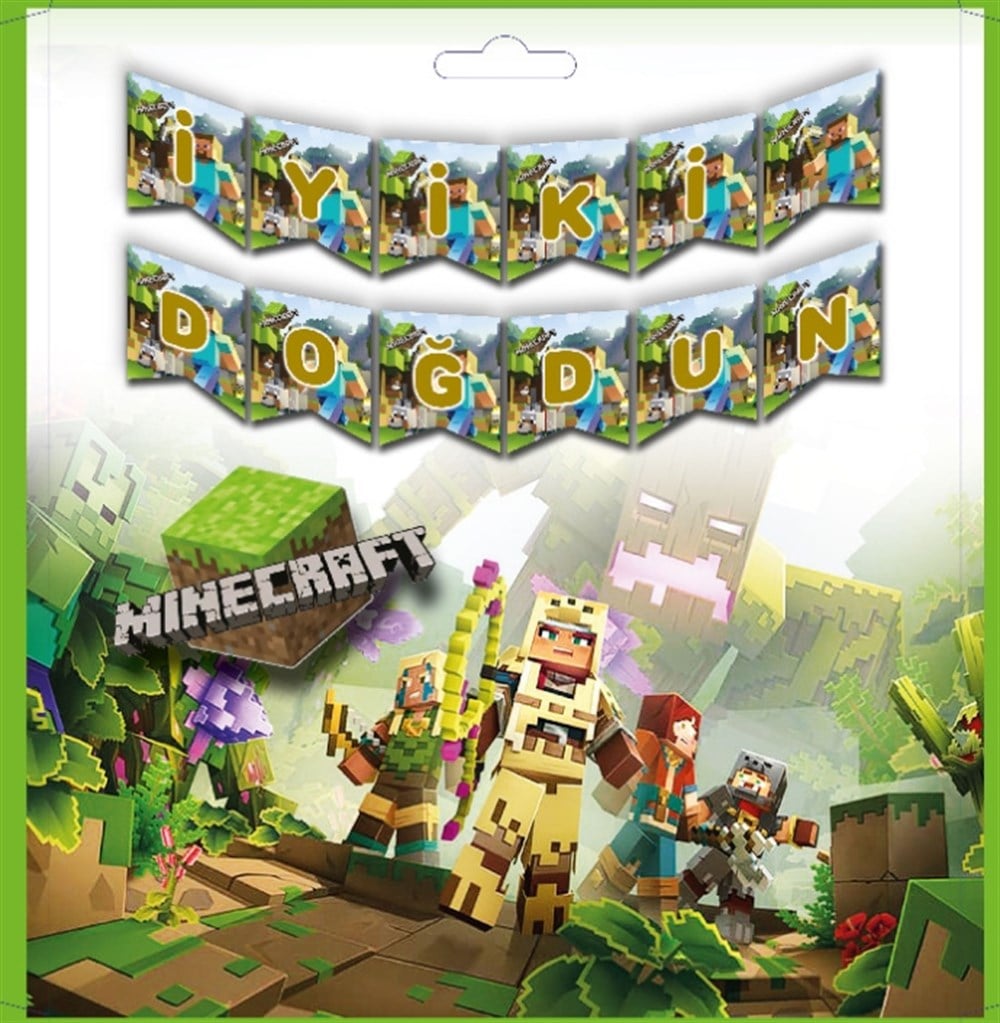 Banner SüslerMinecraft Temalı İyi ki Doğdun BannerYerli Üretim