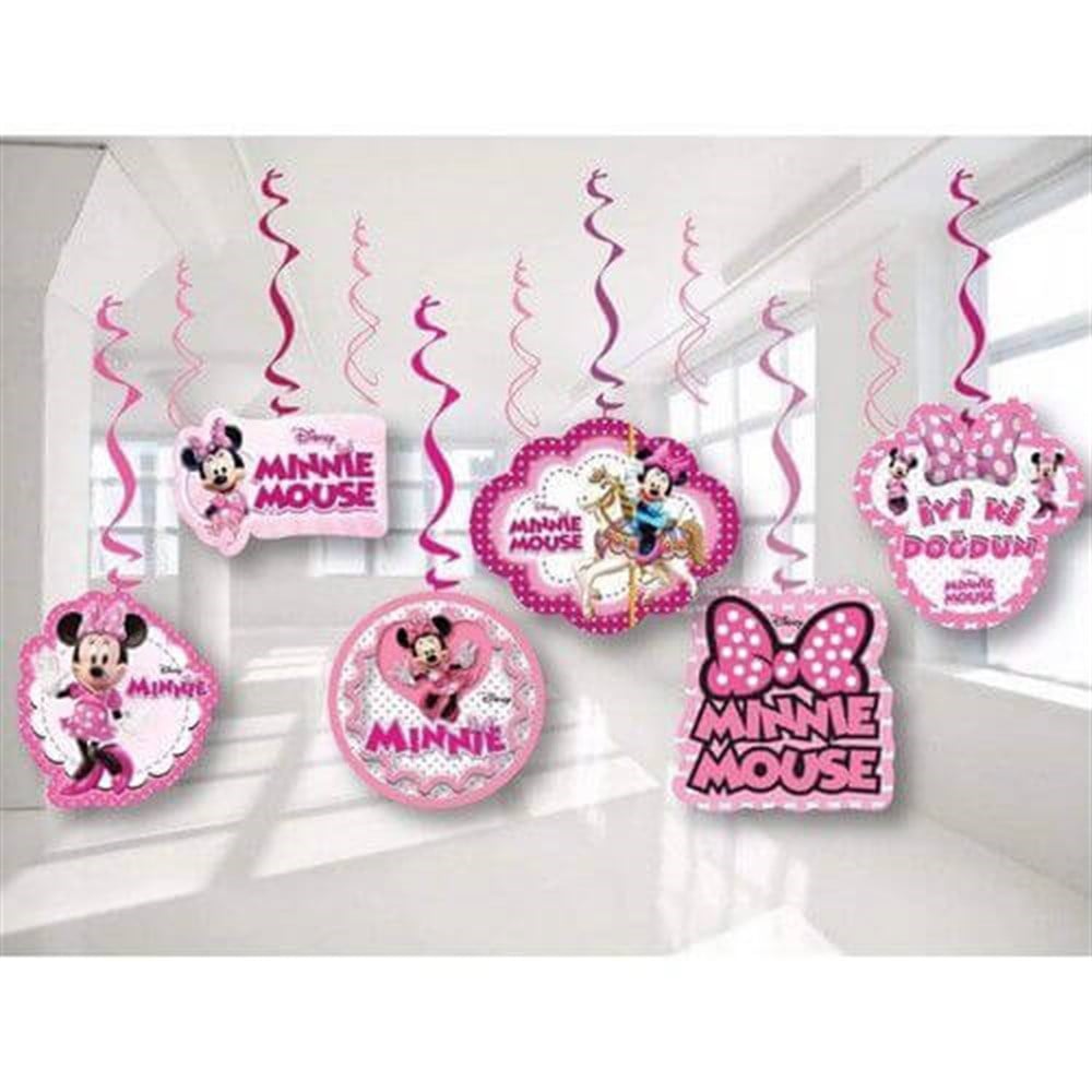 Sarkıt Kağıt SüsleriMinnie Mouse Temalı Çift Taraflı Sarkıt Kağıt Süs 6'lıYerli Üretim