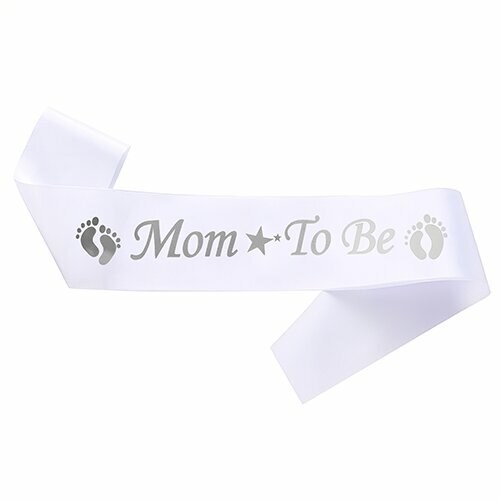 Baby ShowerMom To Be Kuşak Beyaz Üzeri GümüşYerli Üretim