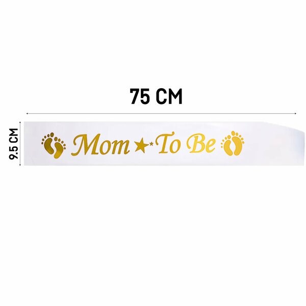 Baby ShowerMom To Be Kuşak Beyaz Üzeri GoldYerli Üretim